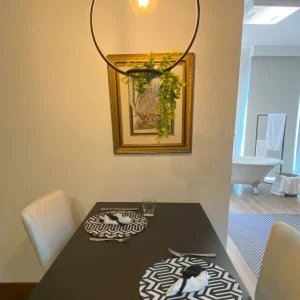 Breakfast and work area of the Rio Holiday Flamengo Suite